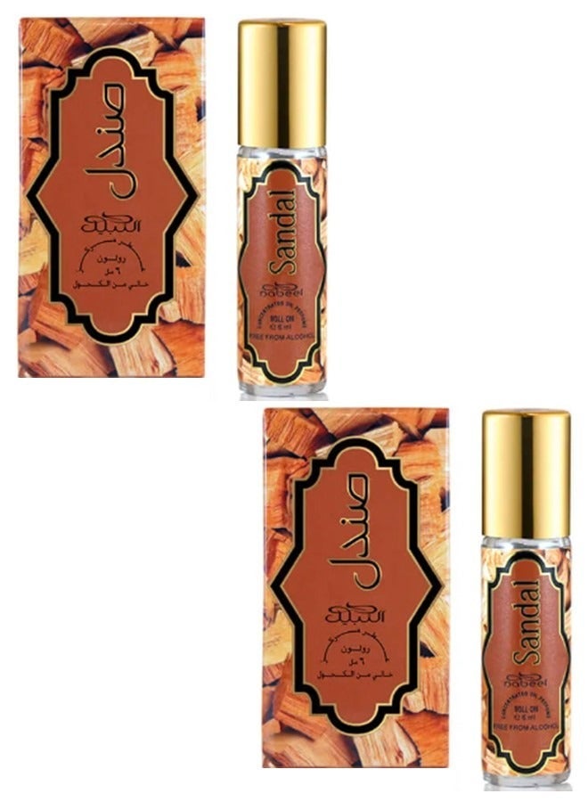 Nabeel 2 Pcs Nabeel Sandal Pure Alcohol-Free Roll On Oil Perfume 6ML Long-Lasting Woody Sandalwood Attar for Men & Women - Image 1